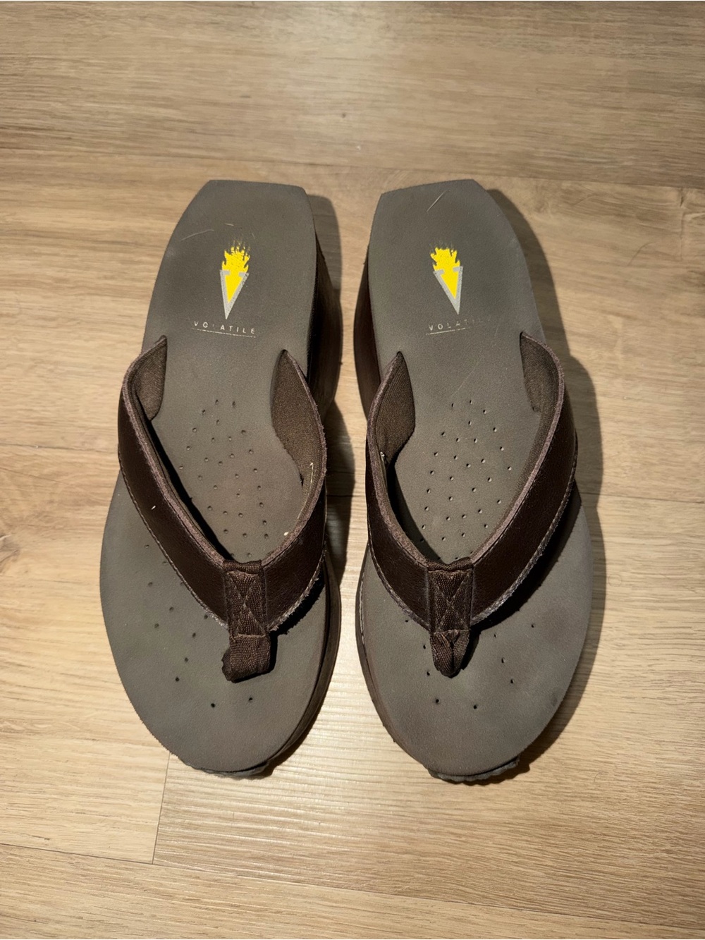 Volatile Brown Flip Flop Platform Sandals